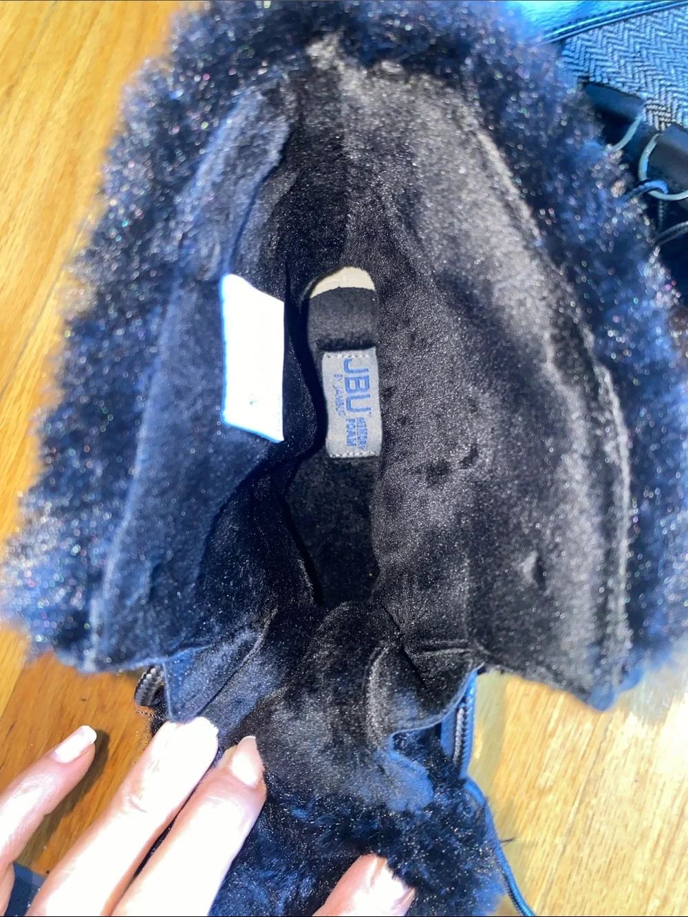 JBU Black Faux-Fur Winter & Rain Boots